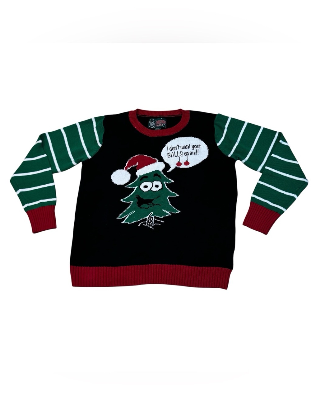 Ugly Christmas Sweater Unisex Christmas tree Balls Funny Holiday Sweater Large